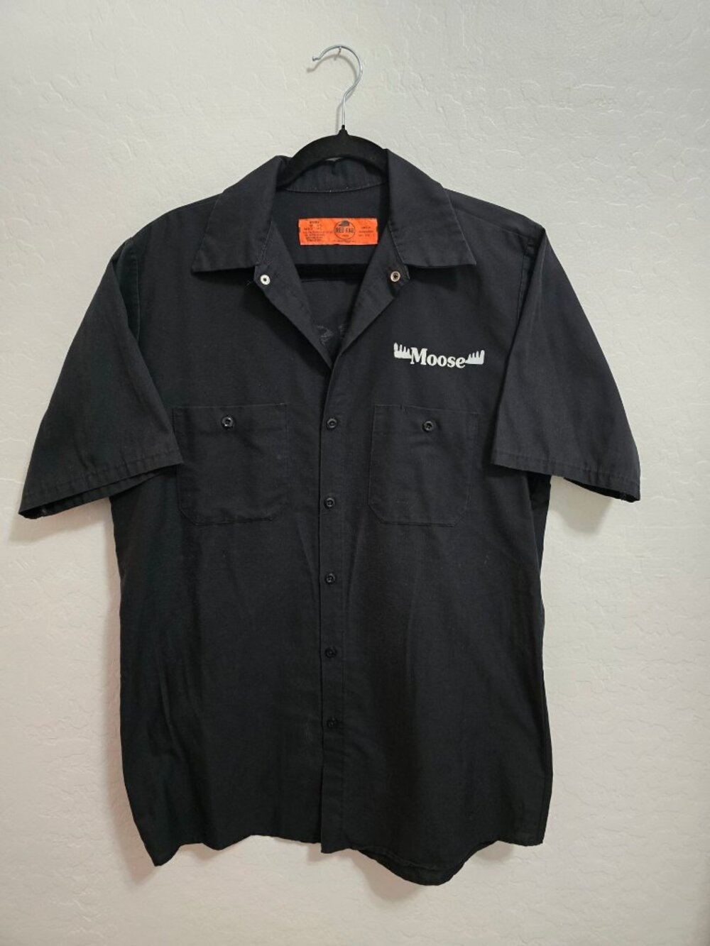 Red Kap Moose Maui Hawaii Black Button-Up Work Shirt M Short Sleeve READ